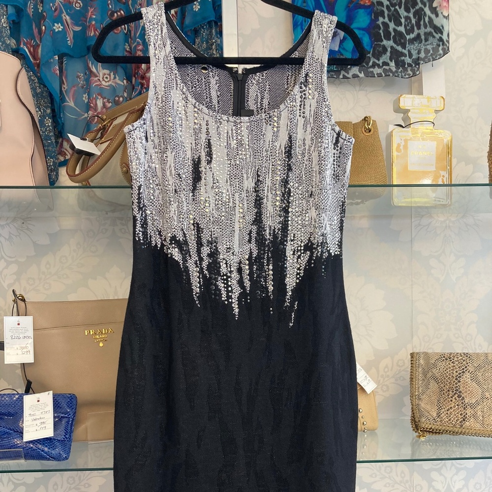 St. John Black & Silver Sequin Dress – Size 4
